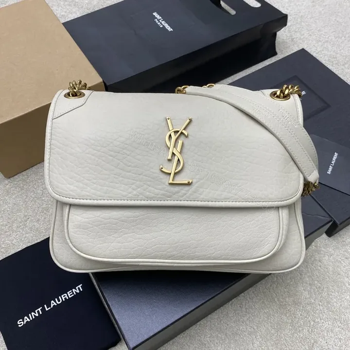 View 1 of Pebbled Leather Crossbody Bag â€” Luxe, YSL-Inspired Hardware