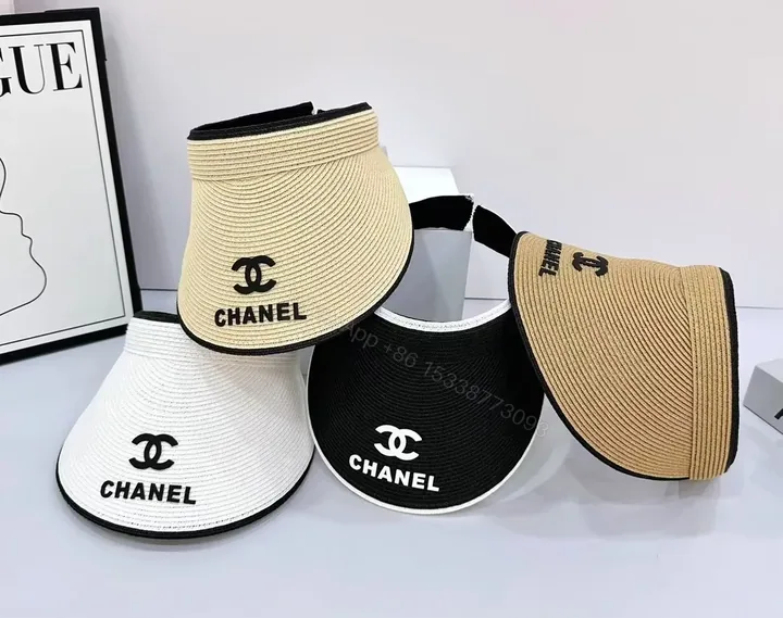 View 1 of Sunlit Visor: Woven Brim, Chanel-Inspired Luxury Sun Hat