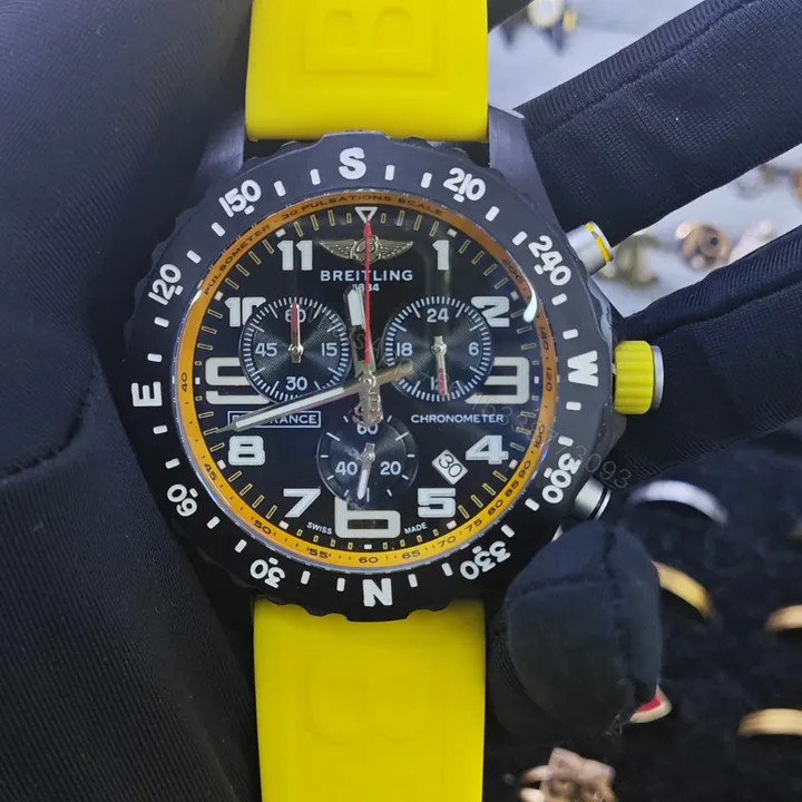 View 1 of Breitling Endurance Pro Black Dial Yellow Rubber Strap Watch
