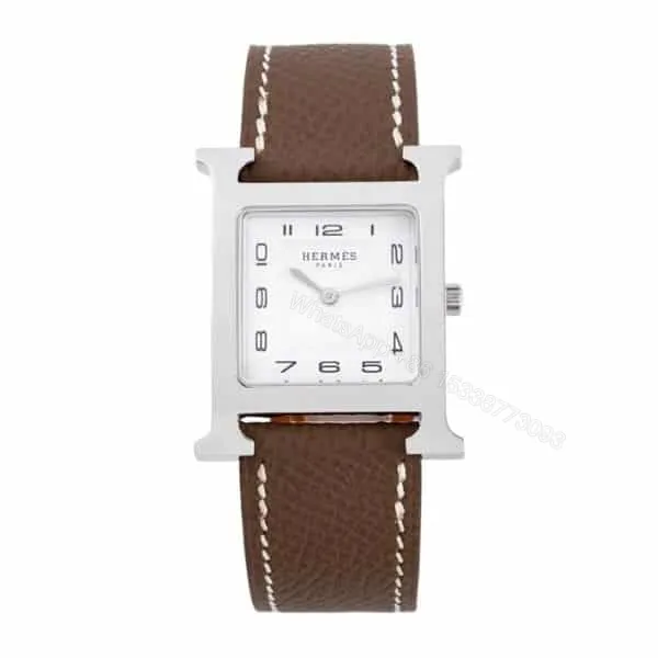 View 1 of Hermes H Hour Watch Brown Strap 21Mm
