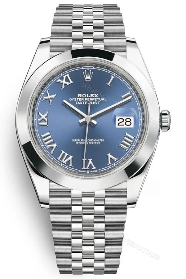 View 1 of Rolex Datejust M126300-0018 1:1 Replica Azzurro Blue Roman Dial Jubilee 41MM 3235 Movement Super Clone Watch