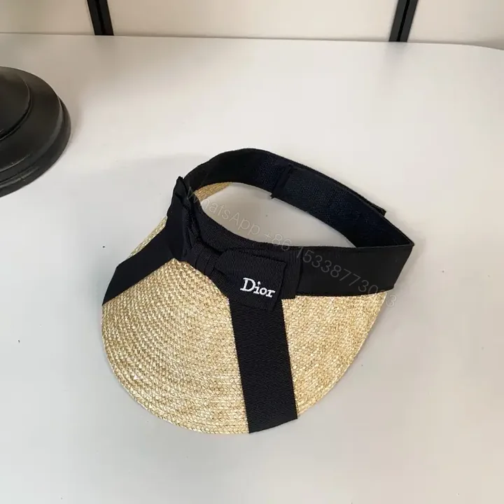 View 1 of Chic Straw Visor with Black Strap – All-Day Comfort