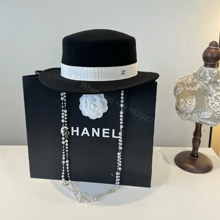 View 1 of Black Fedora + Crystal Necklace Set: Satin Band, Luxe Sparkle