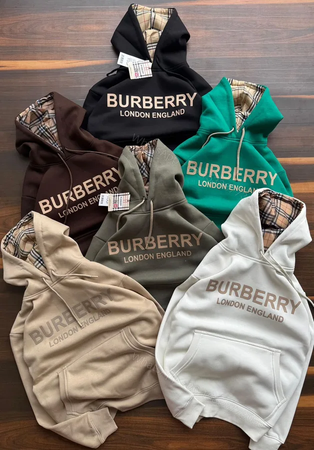 View 1 of FIRST COPY BURBERRY 3-THREAD COTTON FLEECE HOODIE
