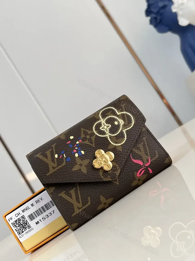 View 1 of Compact Luxury Card Holder with Enamel Accents