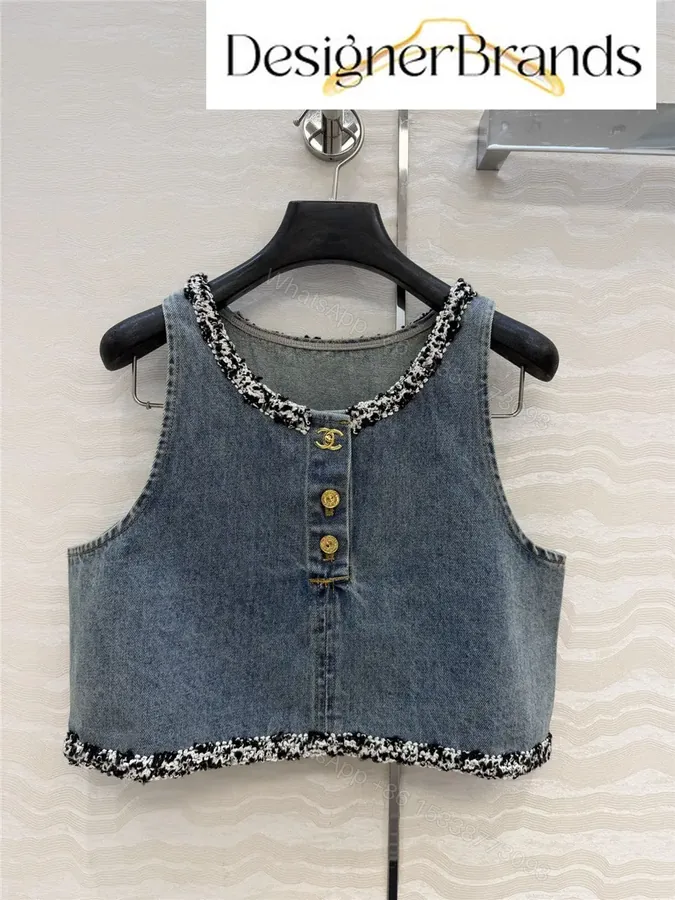 View 1 of Chanel Blue-Gray Sleeveless Denim Vest