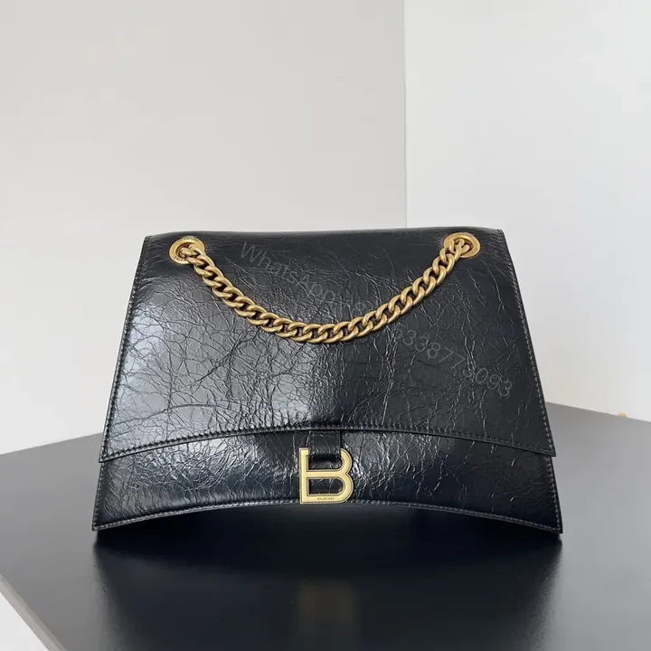 View 1 of 高仿BalenciagaCrush系列單肩包黑金S