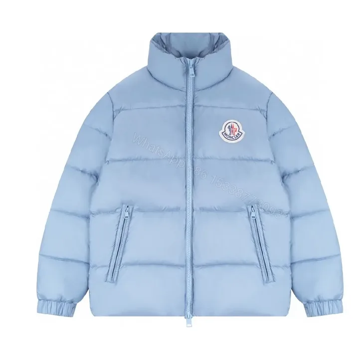 View 1 of Sky Blue Lightweight Puffer Jacket with Premium Patch, Unisex Style