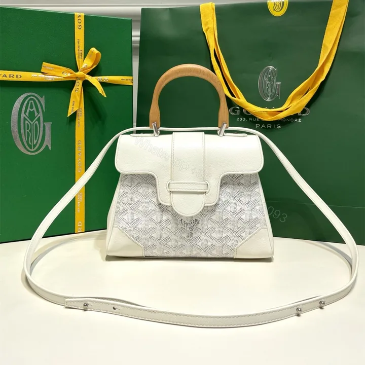 View 1 of 高仿Goyard*SAIGONL櫸木手柄單肩包白色免檢版