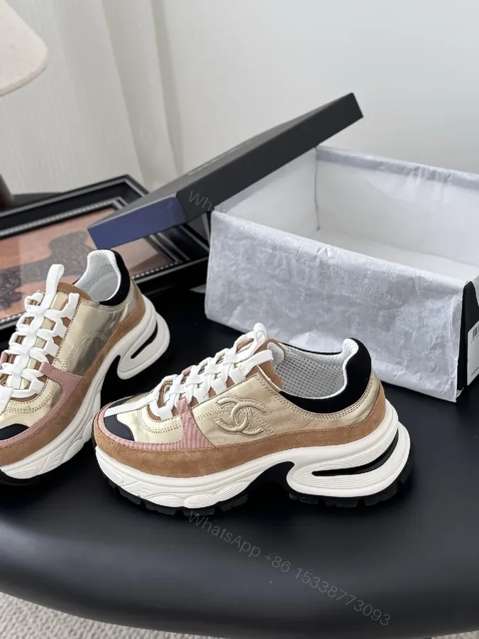 View 1 of Chic Suede-Mesh Chunky Sole Sneakers with Plush Comfort