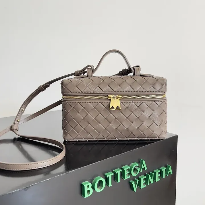View 1 of Textured Leather Bottega-Inspired Compact Crossbody Bag