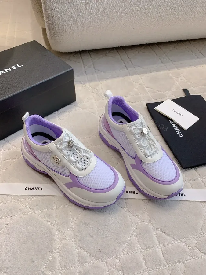 View 1 of Lilac Knit-Detail Low-Top Sneakers: Modern Luxury Comfort