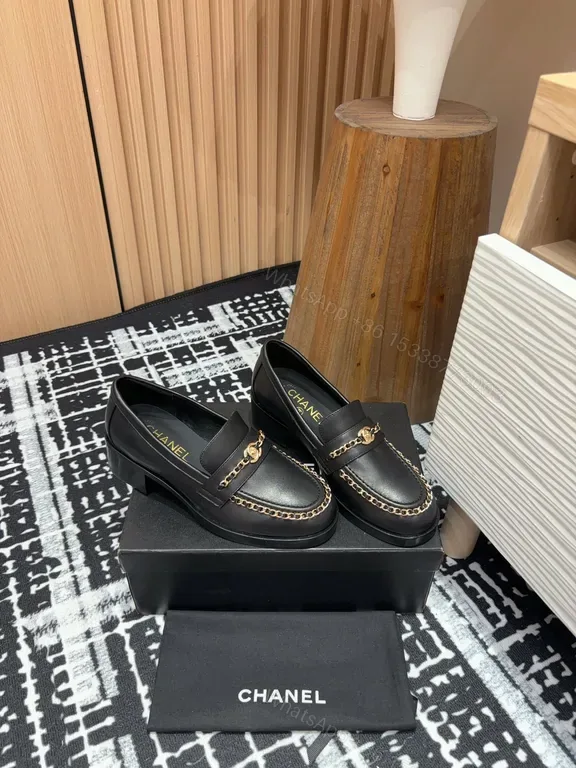 View 1 of Chunky Chain Leather Loafers - Luxe Comfort, Chanel-Inspired