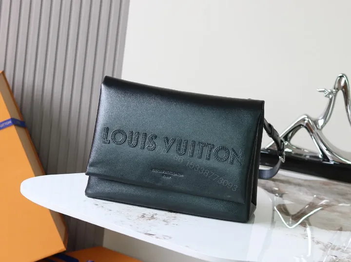 View 1 of Structured Minimalist Clutch: Luxe Faux Leather, Embossed Logo, Magnetic Closure