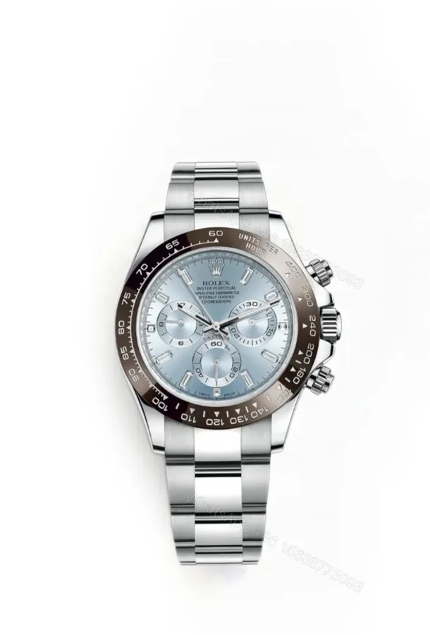 View 1 of Rolex Daytona M116506-0002 Ice Blue Dial 1:1 Replica Watch – Platinum Tone Super Clone 4130