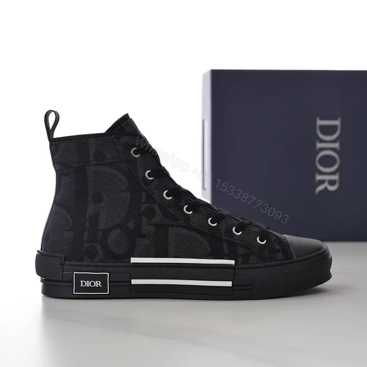 View 1 of Black Monogram Dior High-Top Sneakers with Luxe Street Style