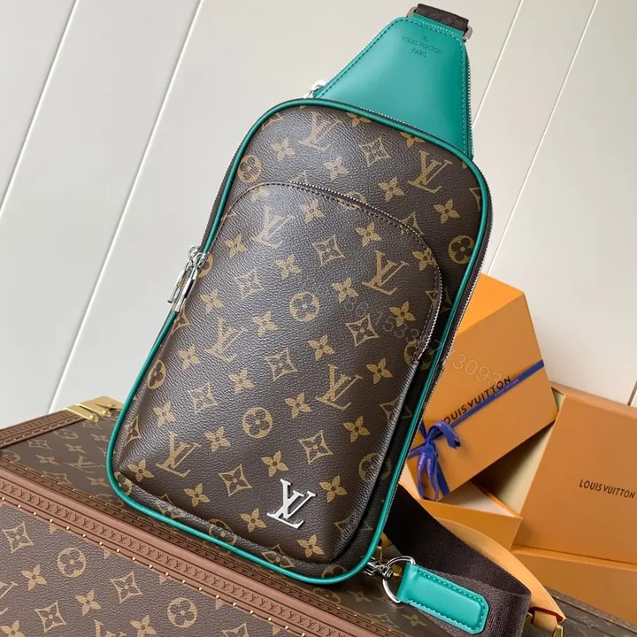 View 1 of LV AVENUE SLINGBAG 31 IN BROWN MIX GREEN DAMIER GRAPHITE CANVAS