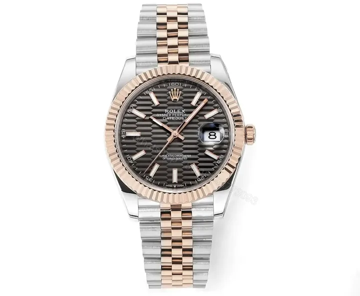 View 1 of ROLEX Datejust 41 Slate Fluted Motif Dial Automatic Men’s Steel and 18kt Everose Gold Oyster Watch 126331-0020