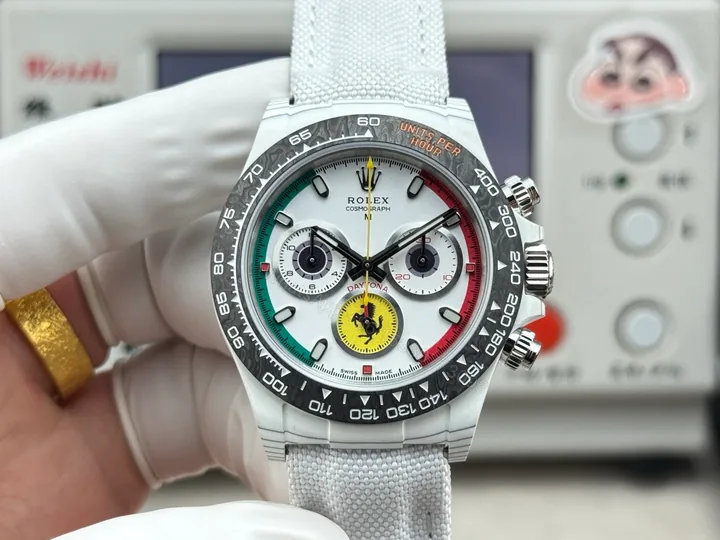 View 1 of SJ 2700 HEH Carbon Fiber Daytona R74 Rolex Custom Edition 40mm RG-ROLEX-DAYTONA-WHITE-DIAL