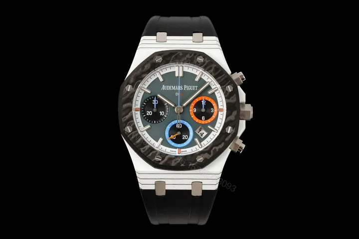 View 1 of Audemars Piguet Royal Oak Carbon Bezel Replica 42MM Premium Black Rubber Strap Edition AP-RO-CB-BLK-RBR-42