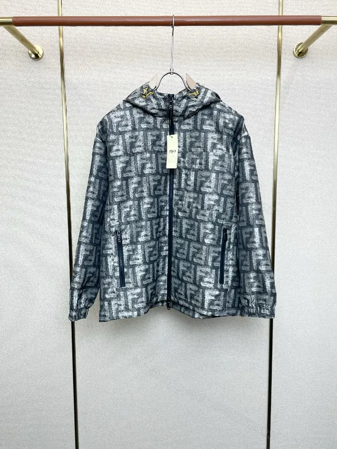 View 1 of Hooded Zip Jacket — Signature Pattern, All-Season Comfort