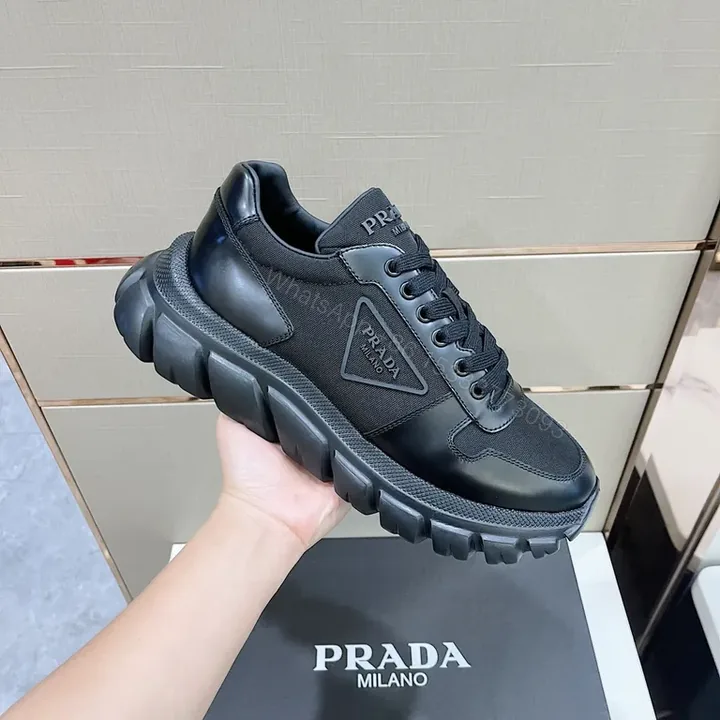 View 1 of Monochrome Prada-Style Leather Sneaker: All-Day Comfort