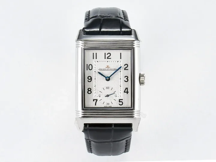 View 1 of Reverso Classic Duoface Small Seconds SS MGF Best Edition White Guilloché Dial on Black Leather Strap A854A