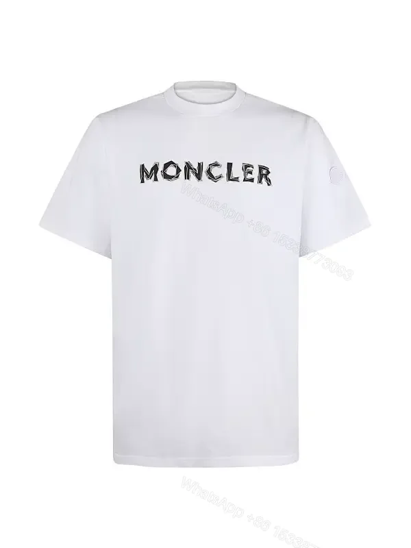 View 1 of White Cotton Moncler Tee: Subtle Luxury Everyday Comfort