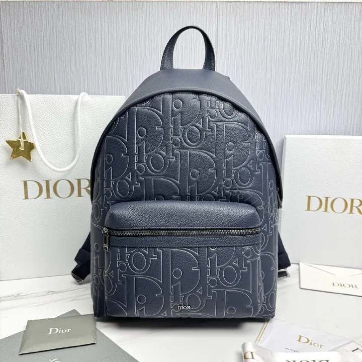 View 1 of Navy Faux-Leather Backpack: Monogram Luxe, Day-to-Night