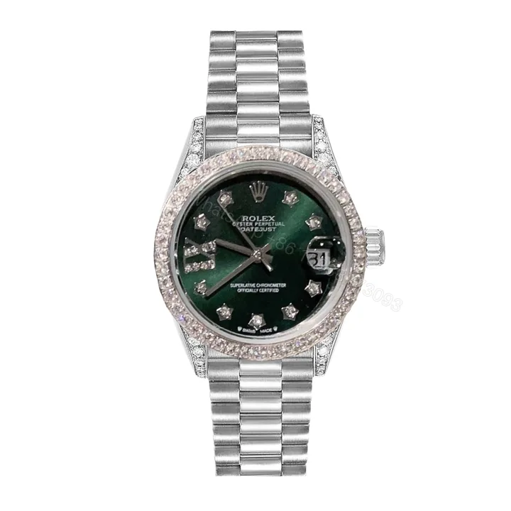 View 1 of Rolex Datejust Diamond Bezel Oyster White Gold Green 31Mm