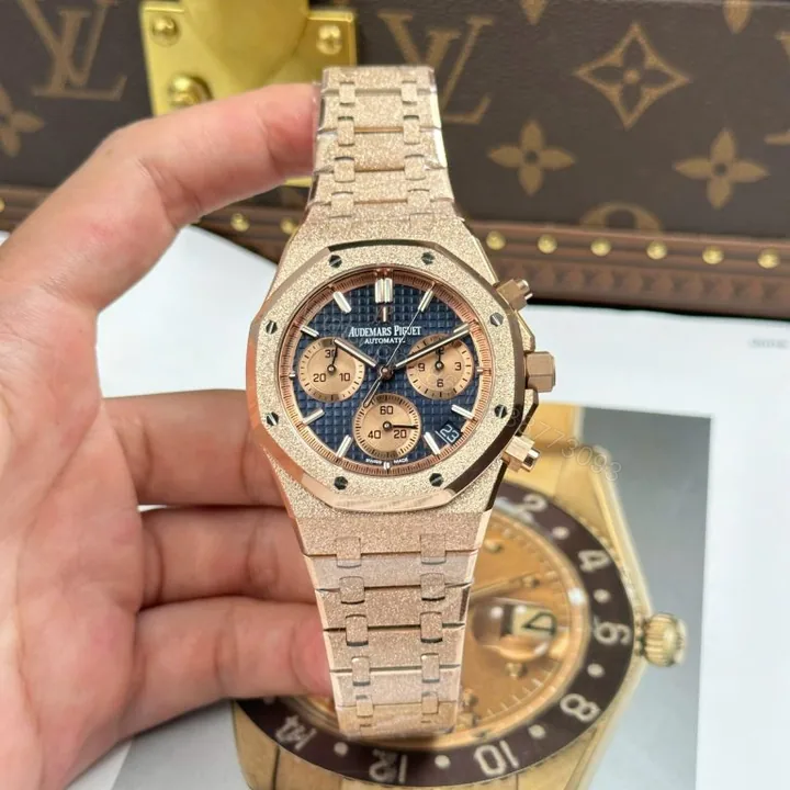 View 1 of Audemars Piguet Royal Oak Chronograph Frosted Gold 26240 Super Clone Blue Dial