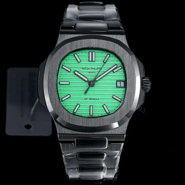 View 1 of Patek Philippe Green Black Nautilus Watch Ceramic Bracelet Ultimate 40MM PP-NAU-GRN-BLK-CER40-V2