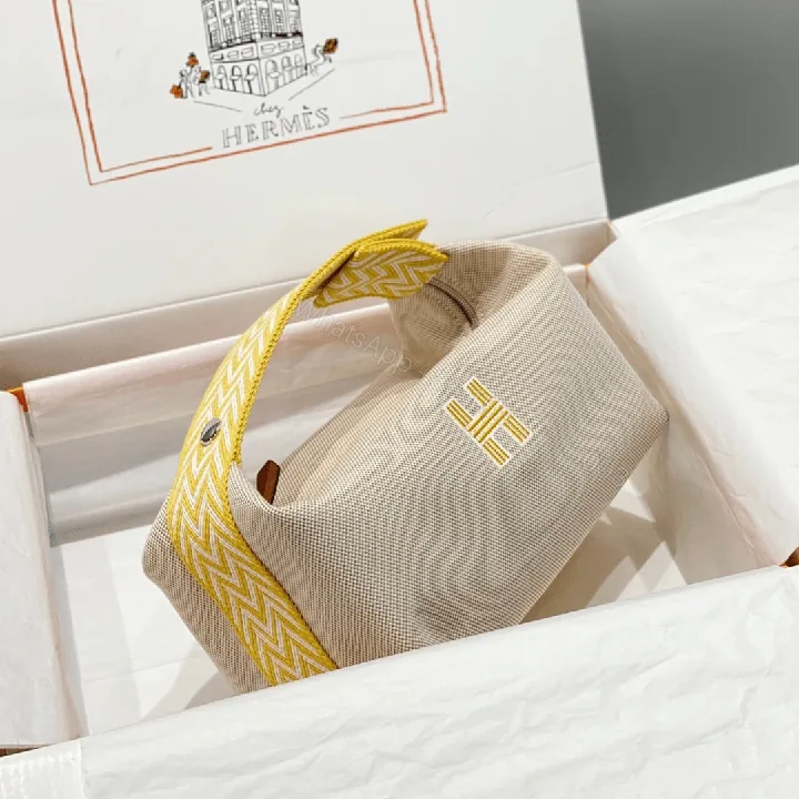 View 1 of Hermes Bride A Brac PM Clutch Bag Yellow Fabric 12x20x10cm
