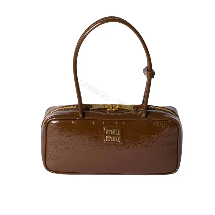 View 1 of MIUMIU BEAU NAPLAK PATENT BAG PALISANDER 28CM