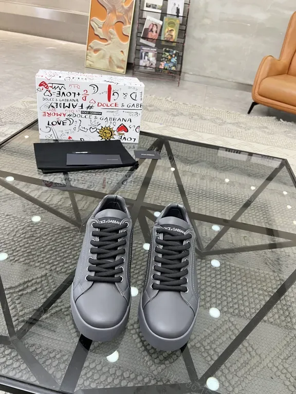 View 1 of Chic Gray Leather Sneakers â€“ Luxury Everyday Comfort