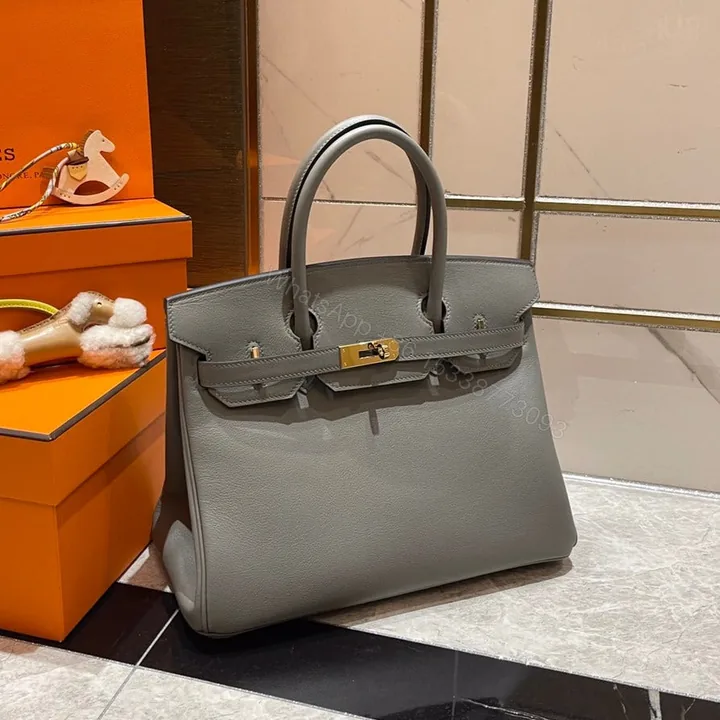 View 1 of HERMES BIRKIN 30CM GREY SWIFT LEATHER GOLD HARDWARE