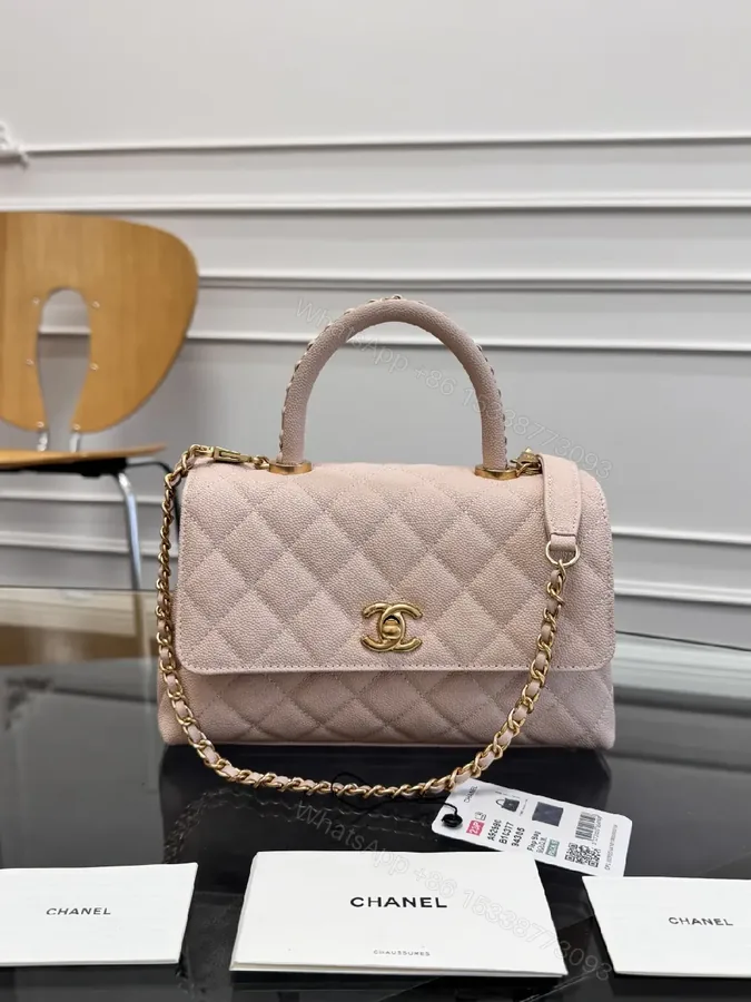 View 1 of Soft Pink Quilted Mini Bag with Gold Chain — Chic Everyday Luxury