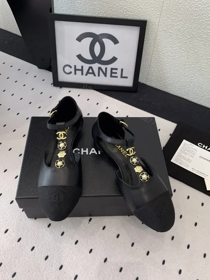 View 1 of Chic Black Slingback Sandals with Gold Charms - All-Day Comfort