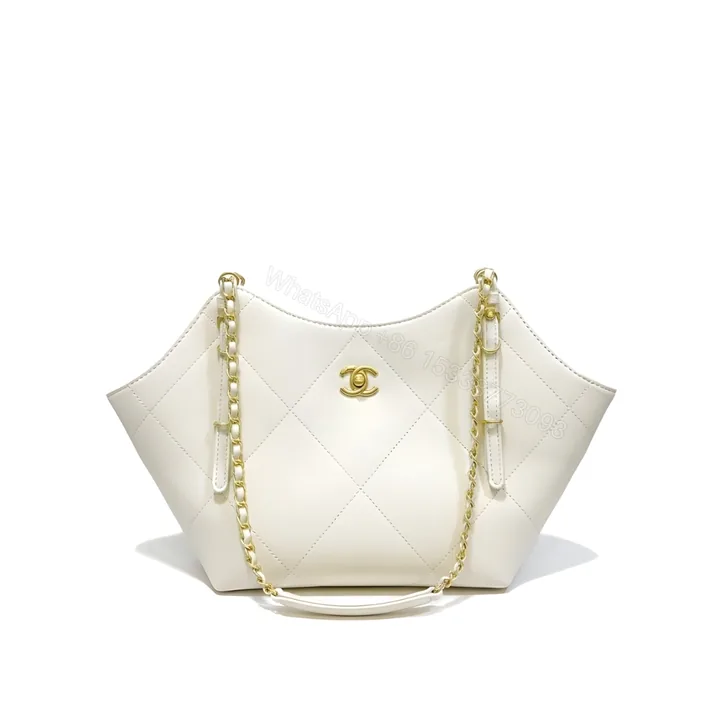 View 1 of Chanel Shopping Bag And Gold Tone Metal White 21Cm