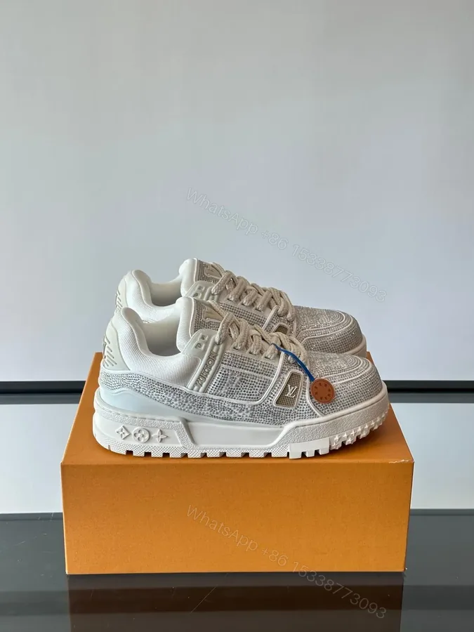View 1 of LV Men White Mesh And Leather Sneakers