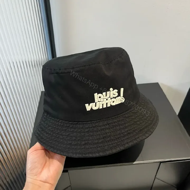 View 1 of Black Nylon Bucket Hat Minimalist Logo Embroidery Hat