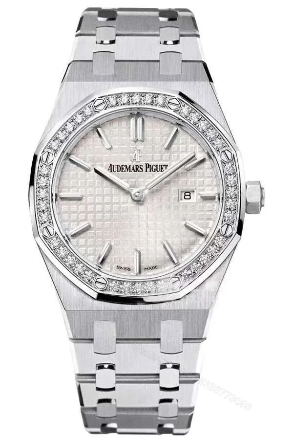View 1 of Audemars Piguet Super Clone Royal Oak 67651ST Diamond-Set Bezel White Dial 33MM