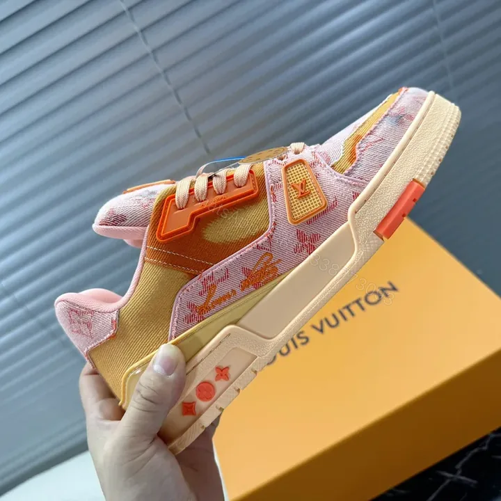 View 1 of Bold Orange-Tone Textured Sneaker: LV-Inspired Luxury Comfort