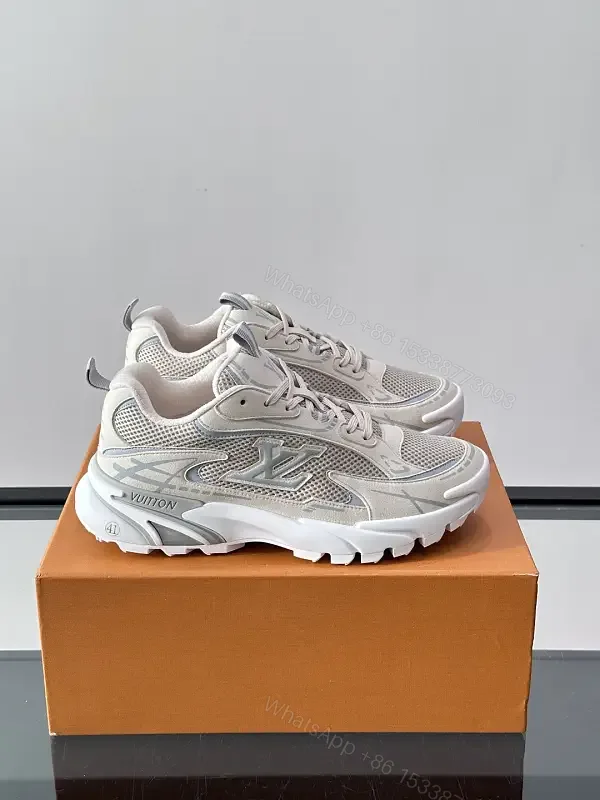 View 1 of Beige Mesh Chunky Sneaker Tech-Wavesole Louis Vuitton Style Sneakers