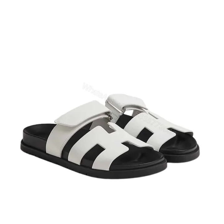 View 1 of Hermes Chypre Sandal Blanc Calfskin White H222100Z 90345