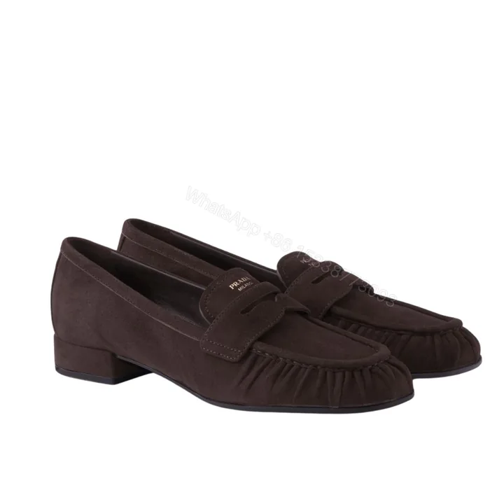View 1 of Prada Suede Loafers Dark Brown 1D175O 008 F0003 F 020
