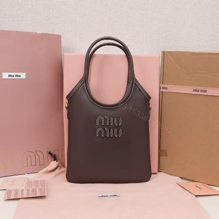 View 1 of 高仿miumiu繆繆*IVY系列5BA281迷你托特包石楠木色免檢版