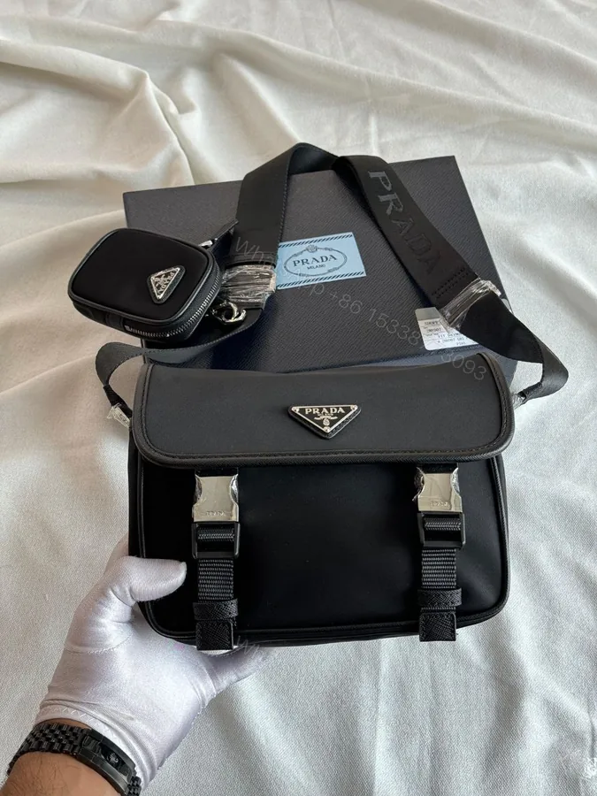 View 1 of Re-Nylon messenger bag with Back zippered pocket
