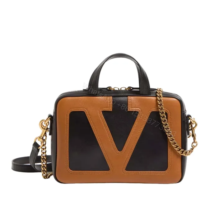 View 1 of VALENTINO GARAVANI VIVA SUPERSTAR NAPPA HANDBAG BLACK AND SPICE 6W0B0R73PTJ RFA