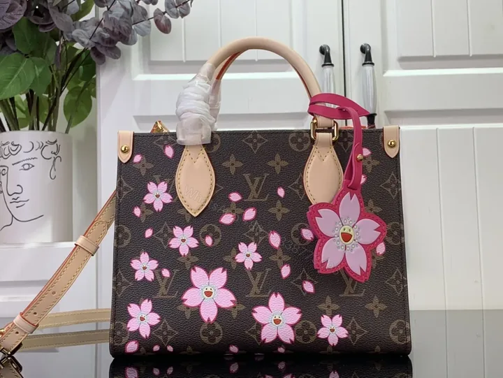 View 1 of Bold Blossom Messenger: Floral Luxury Handbag, Monogrammed Canvas